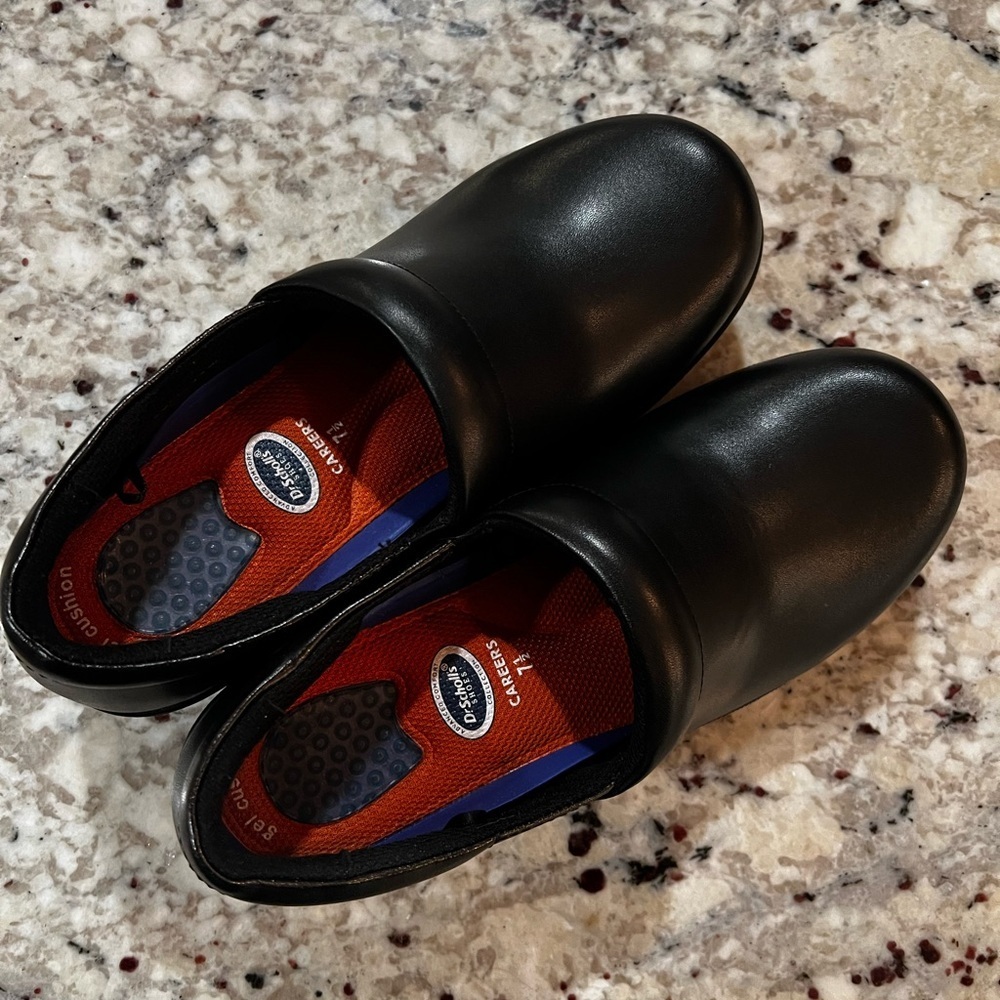 Dr. Scholls Slip Resistant Black Leather Career Clogs Size 7.5 - Picture 6 of 10